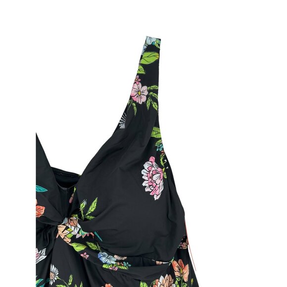 Swimsuits For All Floral Print Swimsuit Swimdress Black & Multicolor - Picture 12 of 13